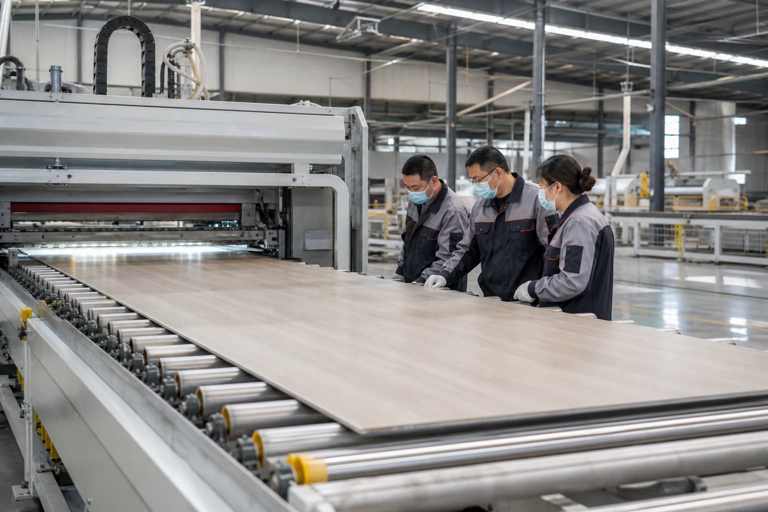 SPC wall panel production and quality inspection team